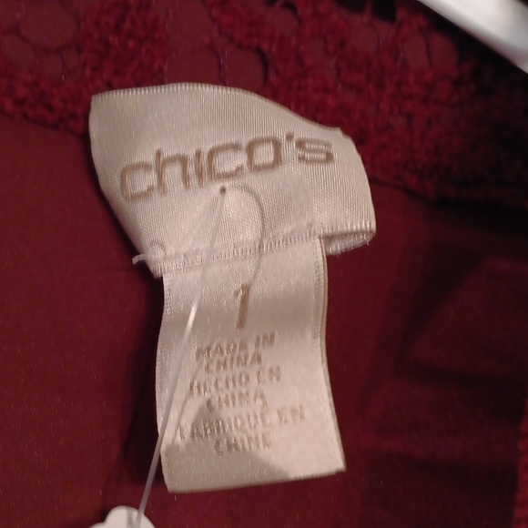Chico's Deep Red Lace Cardigan Size 1 - Picture 5 of 11